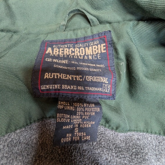 Abercrombie Performance Jacket Mens Small Green Vintage Full Zip Stripe 90s Y2K - Picture 2 of 7